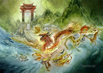 Fantasía popular Painting - Subiendo la puerta del dragón Fantasía